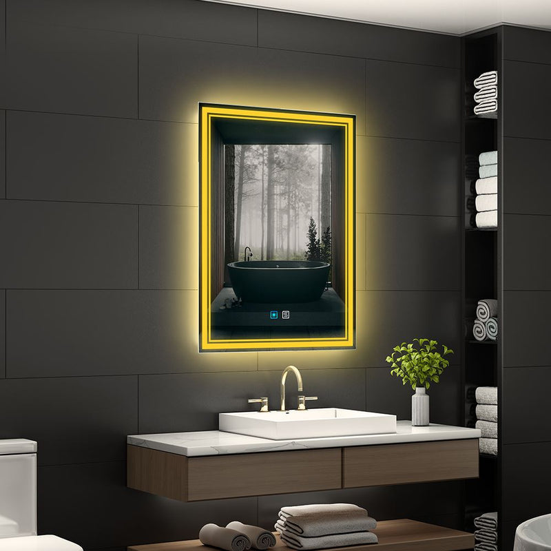 LED Badezimmer Spiegel mit 3 Lichtfarbe Antibeschlag 50x70cm (Nein Spiegelschrank)